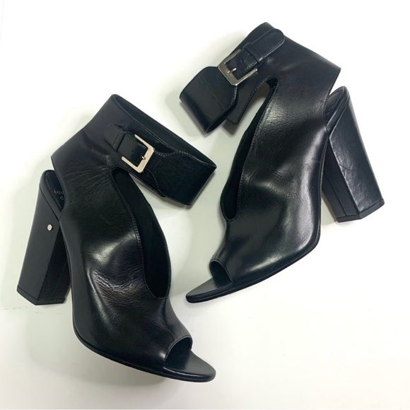 Laurence Decade Paris Black Leather Open Toe Heel - Picture 3 of 7